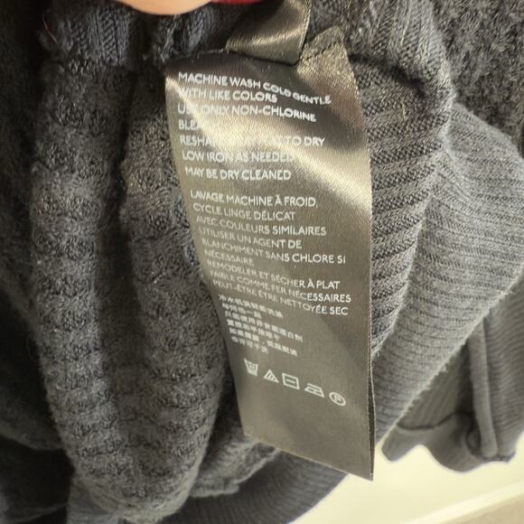 Free People Santa Clara Thermal Top Oversized Sz M Black We the Free Boho Waffle - Picture 7 of 9